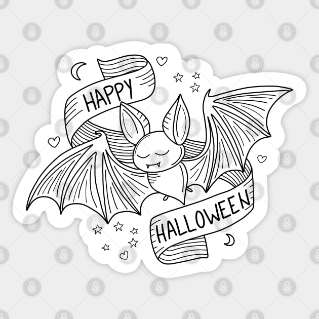 Cute Halloween Bat Sticker by valentinahramov